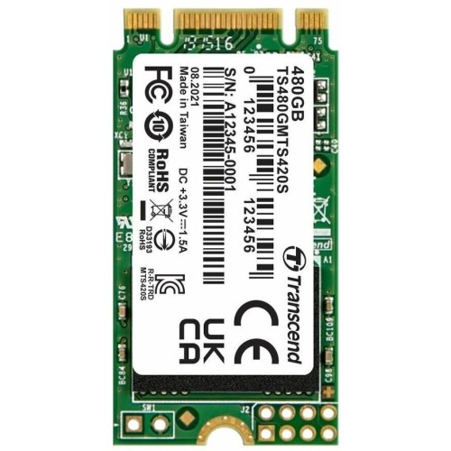 Твердотельный диск 480GB Transcend MTS820, 3D NAND, M.2, SATA III [R/W - 560/520 MB/s]